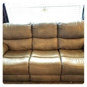 Leather electric gray couch
